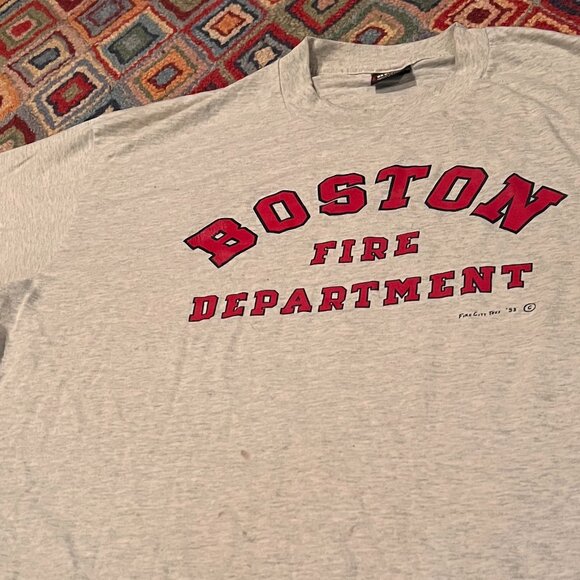 Fruit of the Loom Boston Fire Department 1993 T-Shirt – Light Gray, Size XL, Vin - Picture 5 of 6